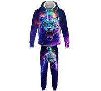 Donna Uomo Tuta 2 Pezzi Set Leopardi Wild Animal Felpe con Cappuccio Stampate in 3D e Jogger Set Autunno Inverno Abbigliamento Sportivo Casual