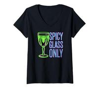 Donna Uranium Glass Collector Spicy Glass Only Maglietta con Collo a V