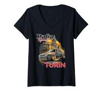 Donna Urban Automotive Car Design Torino Maglietta con Collo a V