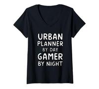 Donna Urban Planner di Day Gamer by Night Maglietta con Collo a V