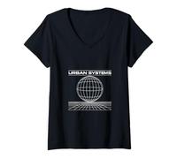 Donna Urban Systems Futuristico Minimal Tech Wear Vaporwave Maglietta con Collo a V