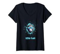 Donna Urbano Kong King Monkey Gorilla Maglietta con Collo a V