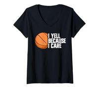 Donna Urlo perché mi interessa Genitore di basket Divertente tifoso di basket Maglietta con Collo a V