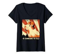 Donna URSS Comunista Capibara Soviet Un Amico del Popolo Maglietta con Collo a V