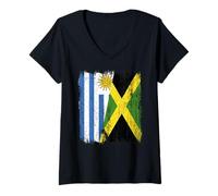 Donna Uruguay Giamaica Half Flag Uruguayan Jamaican Heritage Maglietta con Collo a V