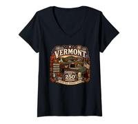 Donna USA 250° Anniversario Vermont Pride Maglietta con Collo a V