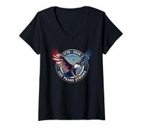Donna USA Bald Eagle 1776-2026 America 250 Anni Forte Maglietta con Collo a V