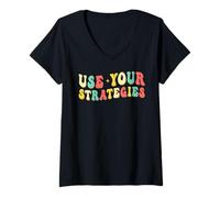 Donna Usa le tue strategie Test Day Test Esame Motivazione dello stato Maglietta con Collo a V