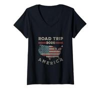 Donna USA Road Trip 2026 America Maglietta con Collo a V