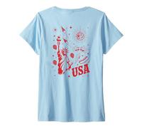 Donna USA Statua della libertà Retro Party Icons Backprint Maglietta con Collo a V
