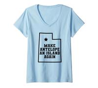 Donna Utah Make Antelope an Island Again Great Salt Lake Maglietta con Collo a V