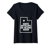 Donna Utah Make Antelope an Island Again Great Salt Lake Maglietta con Collo a V