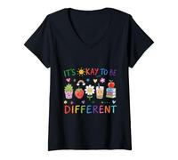 Donna Va Bene Essere Diversi Design Carino Positivo per Bambini, Insegnanti Maglietta con Collo a V
