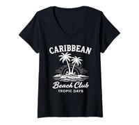 Donna Vacanza all'isola dei Caraibi Beach Club Tropic Days Maglietta con Collo a V