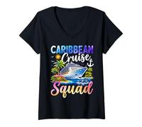 Donna Vacanza Tropicale Caribbean Cruise Squad Maglietta con Collo a V