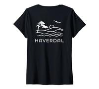 Donna Vacanze al Mare Haverdal Svezia Maglietta con Collo a V