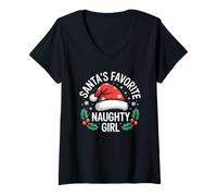 Donna Vacanze della Donna Cattiva Preferita di Babbo Natale Maglietta con Collo a V