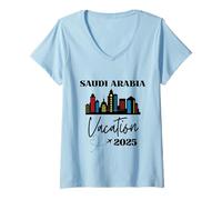 Donna Vacanze di viaggio in Arabia Saudita 2025 Arabia Saudita Maglietta con Collo a V