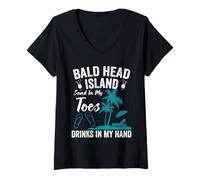Donna Vacanze di viaggio My Toes Caribbean Vacay Bald Head Island Maglietta con Collo a V
