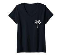 Donna Vacanze estive Palm Tree Pocket Beach Hawaii Uomini Donne Bambini Maglietta con Collo a V