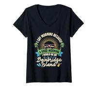 Donna Vacanze estive turistiche Viaggiare Mattina Bainbridge Island Maglietta con Collo a V