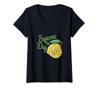 Donna Vacanze estive vintage agli agrumi al limone Maglietta con Collo a V