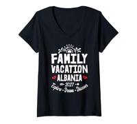 Donna Vacanze in Famiglia Albania 2027 | Family Travel Squad Maglietta con Collo a V