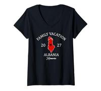 Donna Vacanze in Famiglia Albania 2027 | Family Travel Squad Maglietta con Collo a V