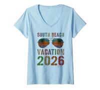 Donna Vacanze per Bambini South Beach 2026 Viaggio Vacay Matching Maglietta con Collo a V