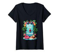 Donna Vacay Mode Activated - Tropical Summer Vibes Switch Maglietta con Collo a V