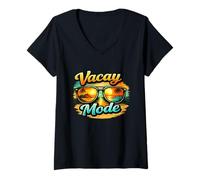 Donna Vacay Mode Beach Sunset Sunglasses Tropical Graphic Vibes Maglietta con Collo a V
