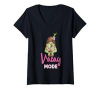 Donna Vacay Mode - Gnomo Tropicale al Cocco per Vacanze estive Maglietta con Collo a V