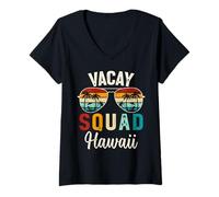 Donna Vacay Squad Hawaii Vibes Funny Crew Occhiali da Sole Beach Trip Maglietta con Collo a V