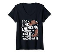 Donna Vado a Ballare di Linea perché Mi Piace Line Dance Maglietta con Collo a V