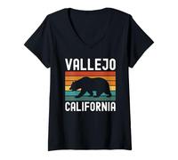 Donna Vallejo California Bear bay Area Retro Nord Nor Cali 707 Maglietta con Collo a V