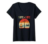Donna Valore di uguaglianza di Bitcoin 1BTC = 1BTC libertà monetaria Bitcoin Maglietta con Collo a V
