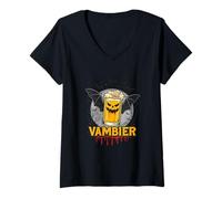 Donna Vambier Pipistrello Divertente con Scritta - Happy Halloween Maglietta con Collo a V