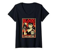 Donna Vampire Advertisement For Bottled Blood Maglietta con Collo a V