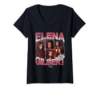 Donna Vampire Diaries Elena Gilbert Homage Style Maglietta con Collo a V