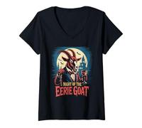 Donna Vampiro di Capra Halloween Maglietta con Collo a V