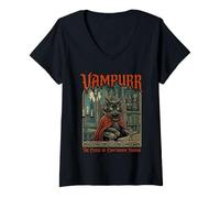 Donna Vampurr La Maledizione di Cawthorne Manor Gothic Graphic Maglietta con Collo a V