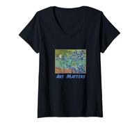Donna Van Gogh Iris L'Arte Conta Maglietta con Collo a V