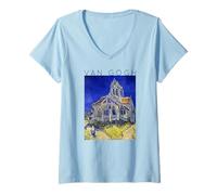 Donna Van Gogh - La Chiesa di Auvers-Sur-Oise Maglietta con Collo a V