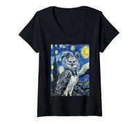 Donna Van Gogh Notte Stellata Arpia Eagle Art Painting Maglietta con Collo a V