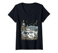 Donna Vancouver BC Nature Scene Mt Rainier Orca Eagle Seal Maglietta con Collo a V