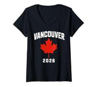 Donna Vancouver Canada s Maple Leaf s 2026-Travel Souvenir Maglietta con Collo a V