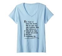 Donna Vangelo Giovanni 3:16 Intero Versetto nella Versione di Re Giacomo KJV Maglietta con Collo a V