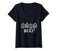 Donna Varie zucche intagliate con smorfia - Halloween Maglietta con Collo a V