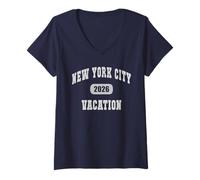 Donna Varsity New York City Vacation 2026 Travel Tutte Le Ragazze Maglietta con Collo a V