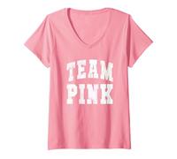 Donna Varsity TEAM PINK Field Day Go Spirit Summer Camp Game 2025 Maglietta con Collo a V